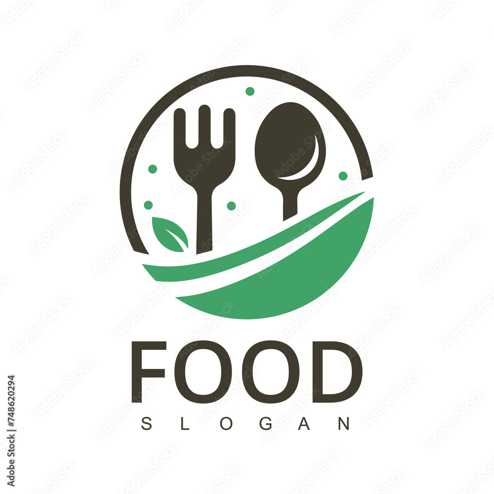 Food logo. Icon and label for design menu restaurant or cafe Food logo. Icon and label for design menu restaurant or cafe