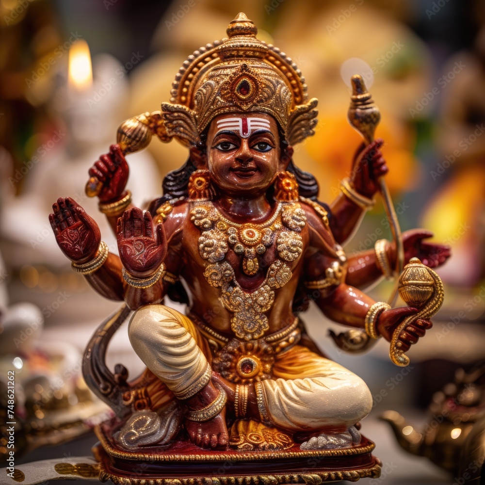 Fototapeta premium Colorful Statue of the Hindu Goddess Kali. Fictional Character Created By Generated By Generated AI.
