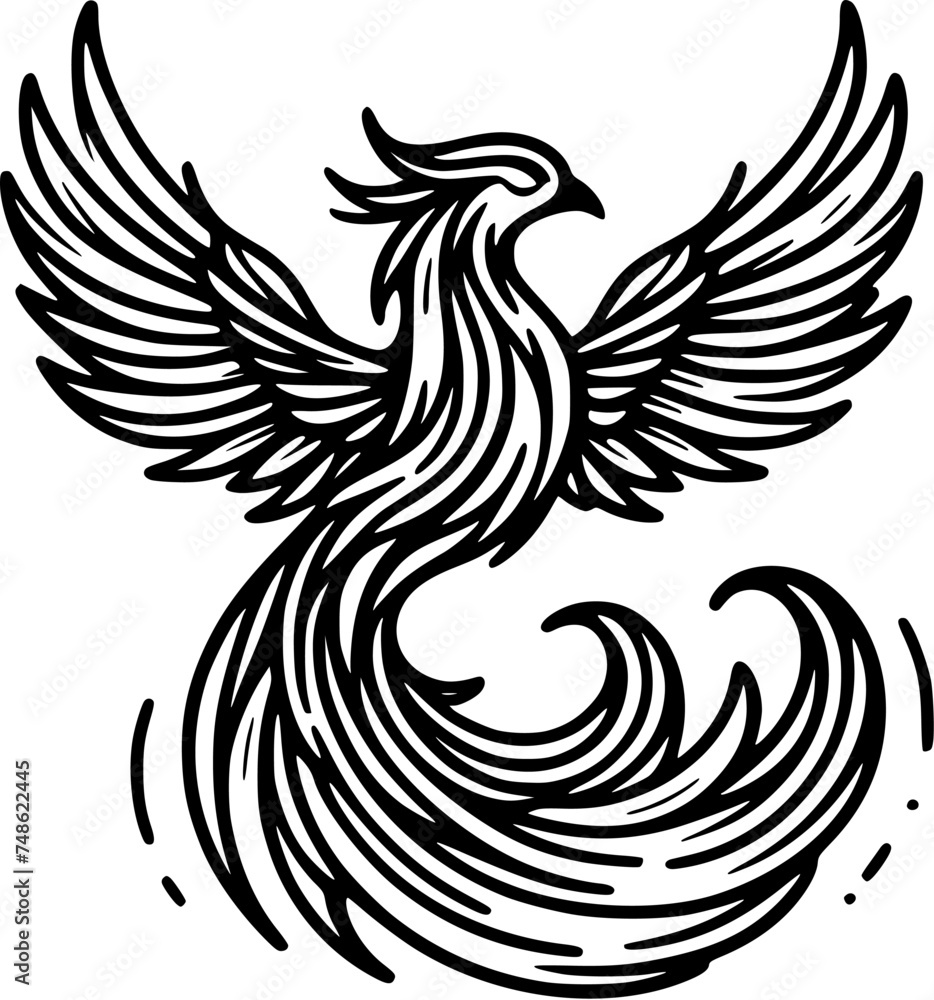 Fototapeta premium black and white bird phoenix