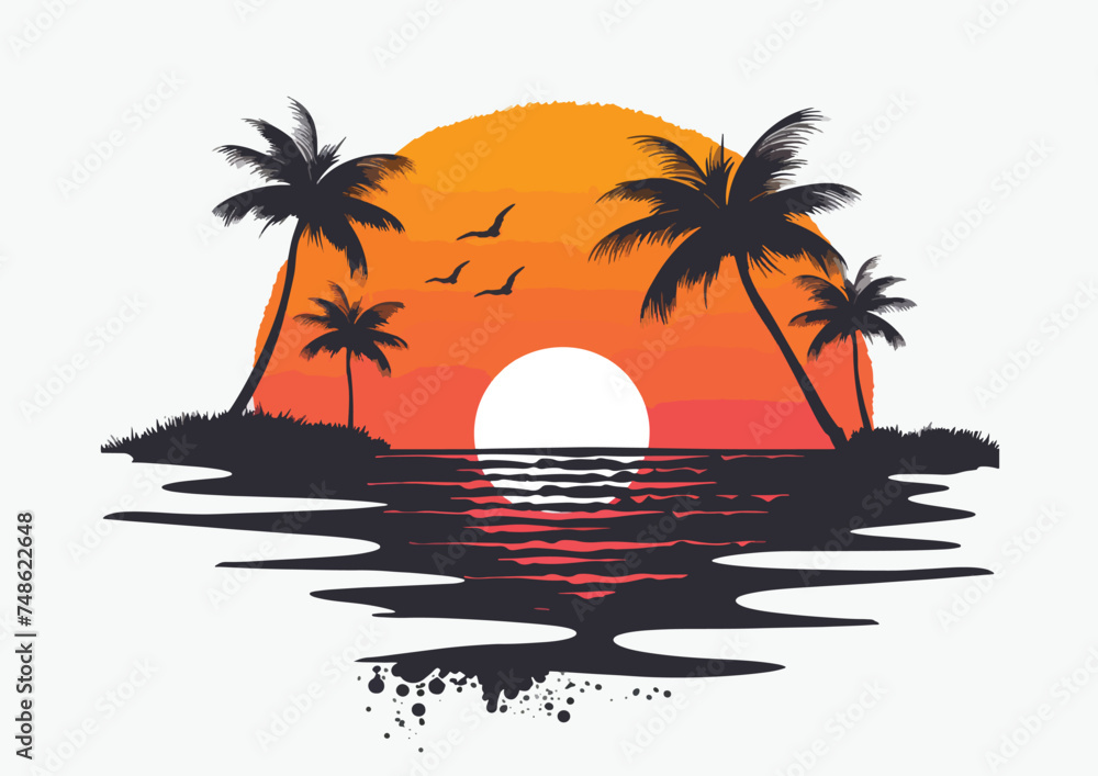 Sunset or sunrise icon vector illustration  Vector