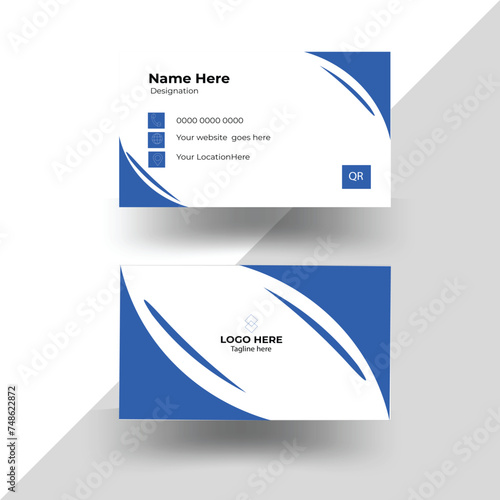 This is a corporate business card modern and simple creative and clean business card design .Stylish blue and black business card design. Business card design with mock up.