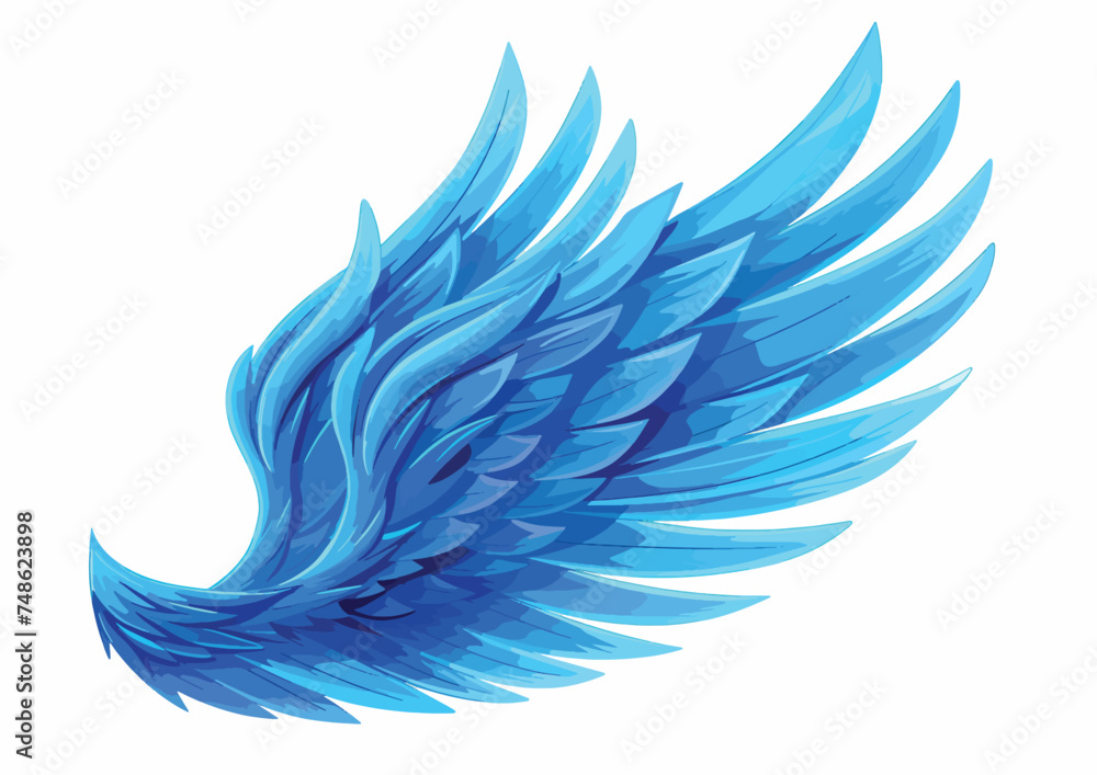 Wing icon digital blue for any design isolated on whit