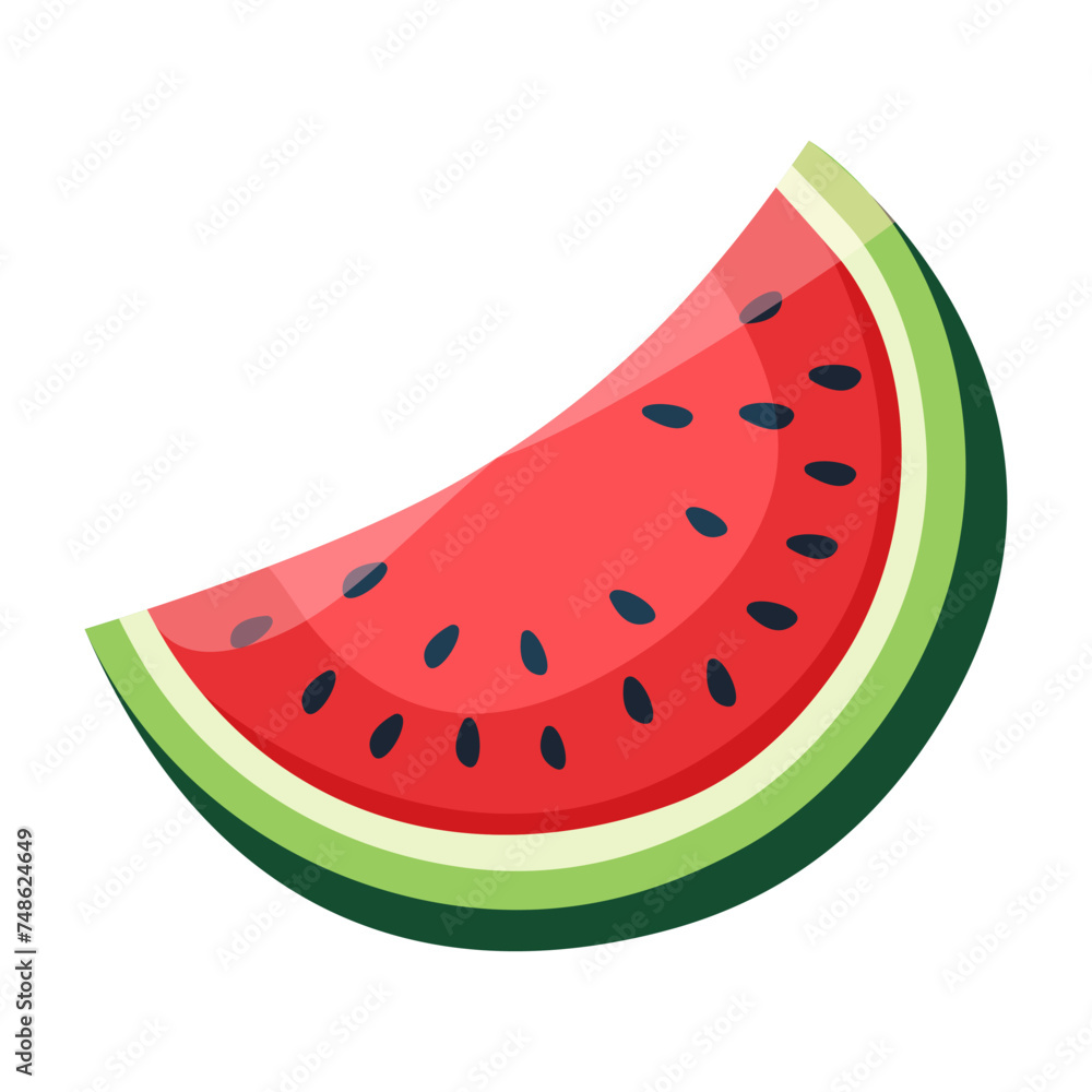 Fresh watermelon slice in vector Isolated white background Sticker Fresh watermelon slice in vector Isolated white background Sticker