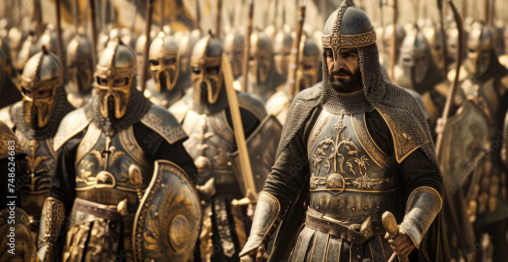 Saladin ibn Ayyub (Salah ad-Din Yusuf ibn Ayyub) with his elite army