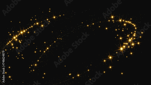 Gold glittering confetti wave and stardust