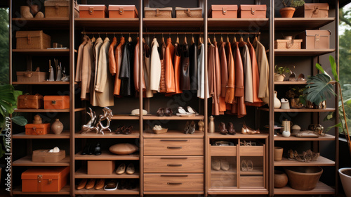 Accessories, walk in closet bedroom organizer with drawers and shelves rack for clothes.
