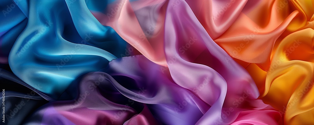 Many colorful silk materials wave in the wind, intertwining with room for copy space. Many colorful silk materials wave in the wind, intertwining with room for copy space.