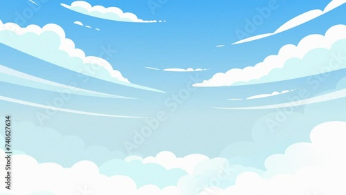 Cartoon Cloudy sky animation. Clouds vector timelapse in blue sky background. Natural clouds landscape illustration. Looped video 4k. seamless 2d motion graphics