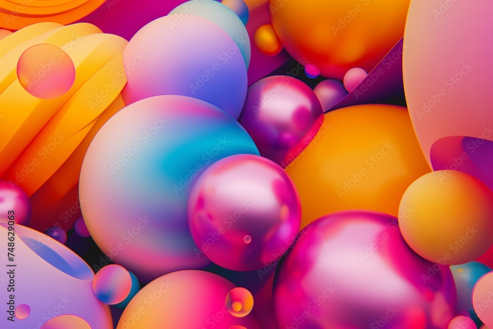 Colorful abstract balls glass background with futuristic abstract shapes Colorful abstract balls glass background with futuristic abstract shapes
