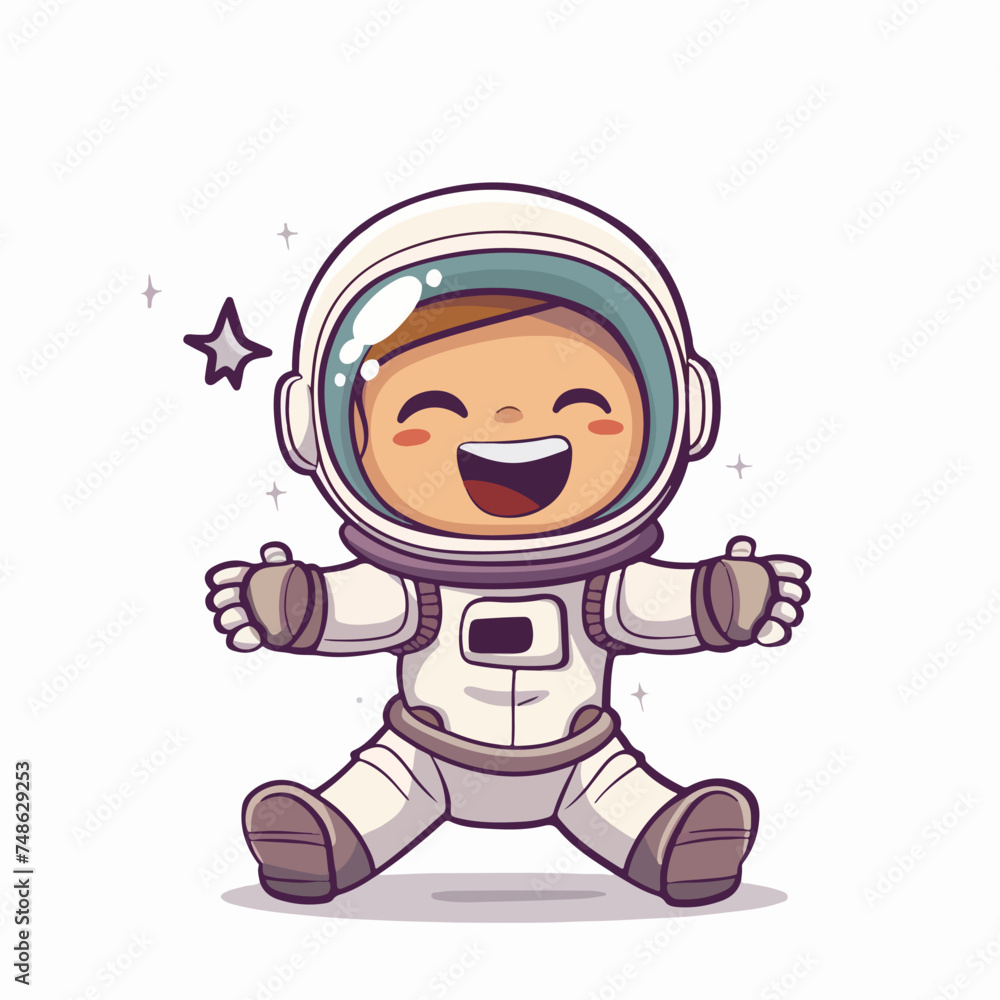 Little kid wear astronaut costume and feel happy car