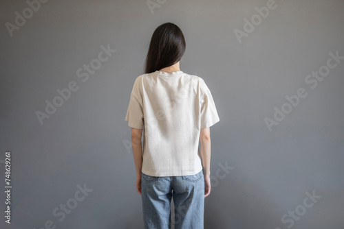 Young Woman Posing in a Plain White T-Shirt for a Casual Clothing Mockup