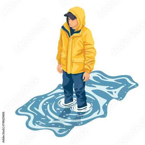 Man jacket flood icon. Isometric of man jacket flood
