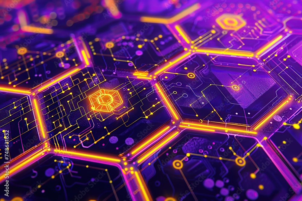 hexagons on a purple background