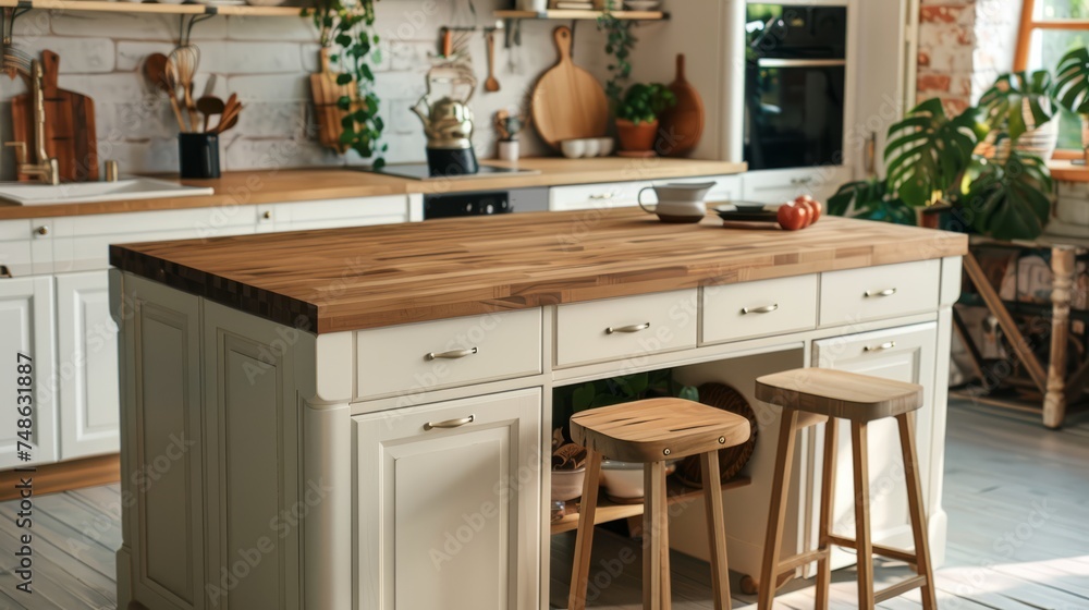 Classic Kitchen Island with Functional Worktop