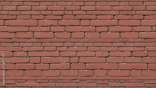 Seamless Red Brick Wall Texture for 3D Modeling. AI Generated
