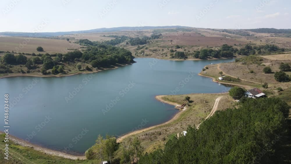 Aerial view of Oslome dam, Pernik Region, Bulgaria Aerial view of Oslome dam, Pernik Region, Bulgaria