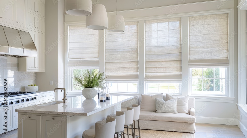 Fototapeta premium Classic Roman Shades for Elegant Kitchen Windows