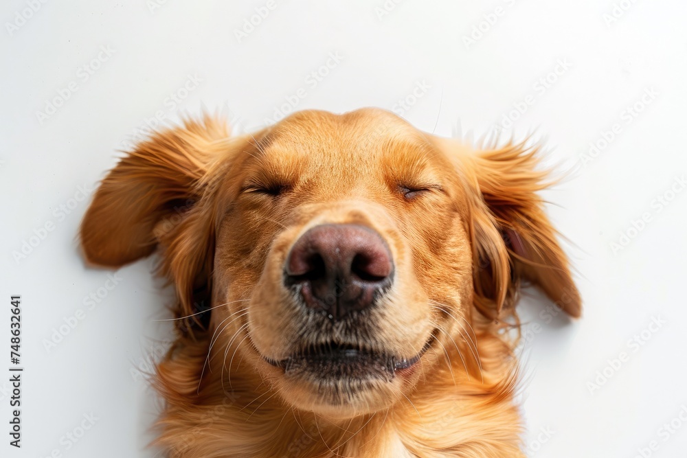 Serene Golden Retriever Enjoying a Peaceful Nap in Sunlit Bliss - Generative AI