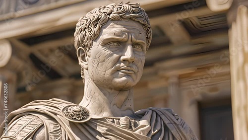 Close up of a statue of Marcus Vipsanius Agrippa, the Roman general and statesman photo