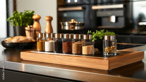 Sleek Modern Spice Rack Set in Contemporary Kitchen