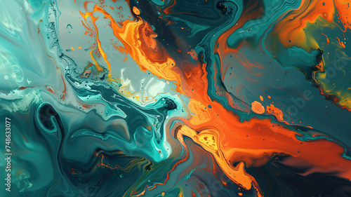 Vibrant 4K Abstract Wallpaper: Colorful Geometric Designs, Textures, and Patterns on Teal and Orange Background Generative AI