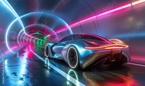 A sleek concept car driving...