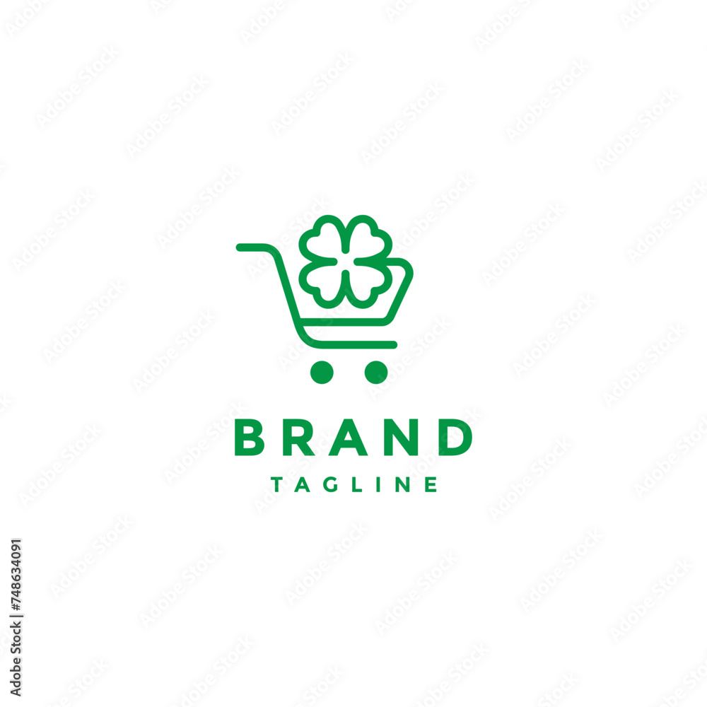 Simple Clover Cart Line Logo Design. Simple Clover Shopping Cart Logo Design. Simple Clover Cart Line Logo Design. Simple Clover Shopping Cart Logo Design.