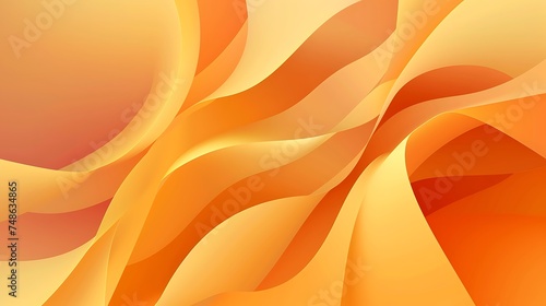 Minimal geometric background. Orange elements with yellow gradient. Dynamic shapes composition. Generative Ai