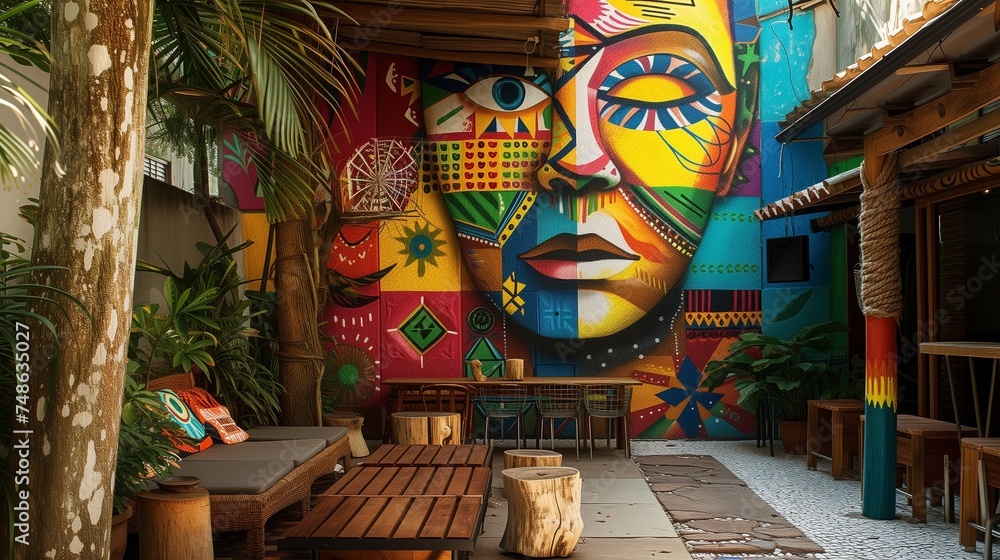 the spirit of Brazilian culture with vibrant colors and organic textures