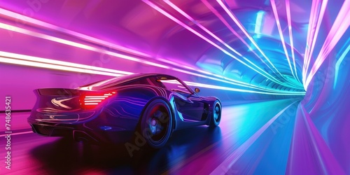 A sleek concept car driving...