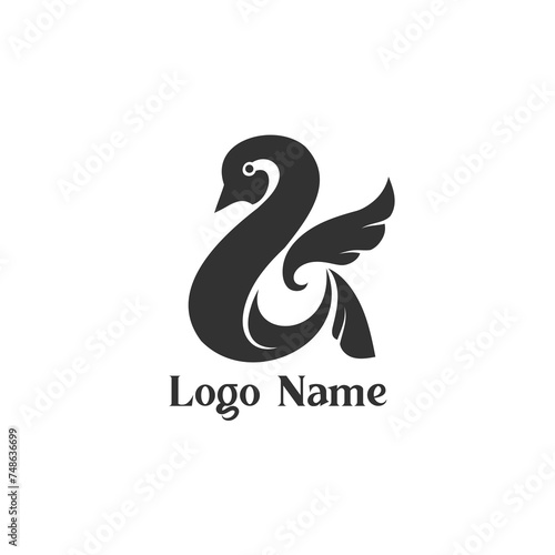 Fototapeta Naklejka Na Ścianę i Meble -  and sign logo, swan logo vector 