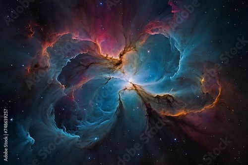 Wallpaper Mural Explore the depths of a mesmerizing nebula, where vibrant colors swirl and dance in a cosmic ballet.

 Torontodigital.ca