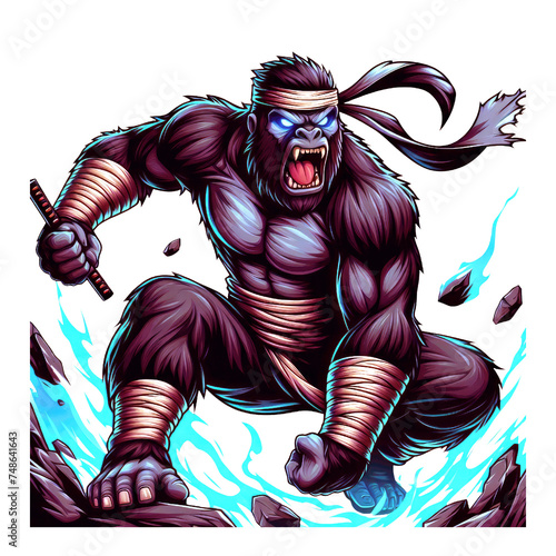 Warrior Gorilla Art Illustration PNG