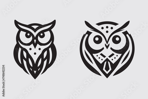 editable owl face simple logo