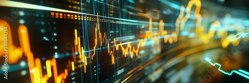 Out of focus closeup stock market chart. Finance and stock market concept.