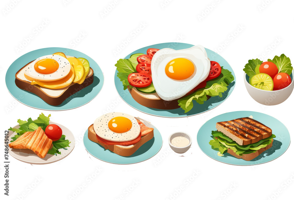 Set of food on isolated on transparent png background. Generative ai
Set of food on isolated on transparent png background. Generative ai