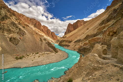Beautiful view of Zanskar river in Ladakh