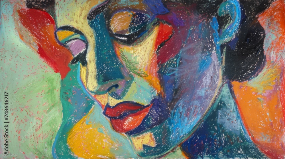 girl, woman, portrait, pastel, art, modern, oil, colored, geometry, multicolored, brushstrokes, artistic, canvas, face, texture, artist, painting, paint, artwork, drawing, image, background, colorful,