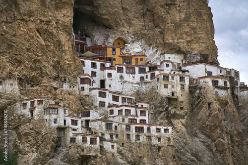 Phuktal cave monastery on the mountside in Zanskar photo