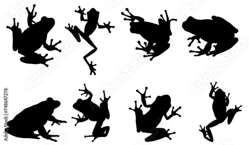 Set of frog silhouettes