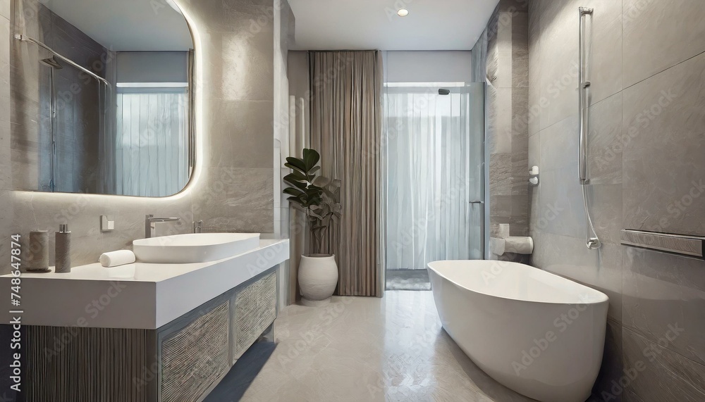 Modernes Badezimmer mit freistehender Badewanne Modernes Badezimmer mit freistehender Badewanne