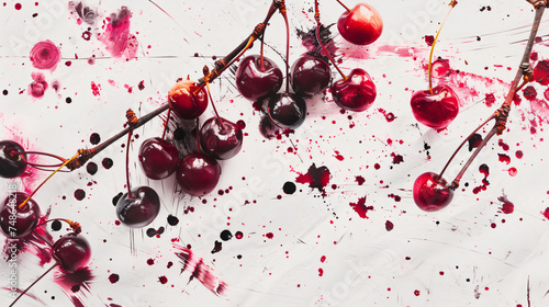 Burgundy cherry on white background