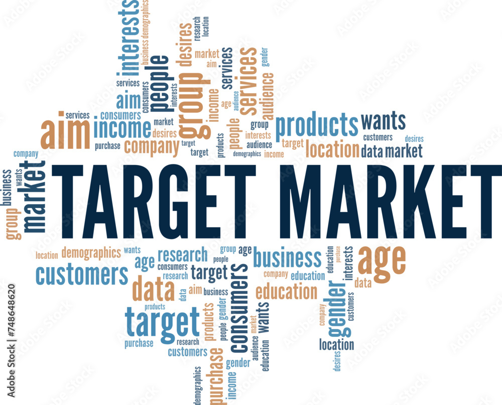 Target Market word cloud conceptual design isolated on white background. Target Market word cloud conceptual design isolated on white background.