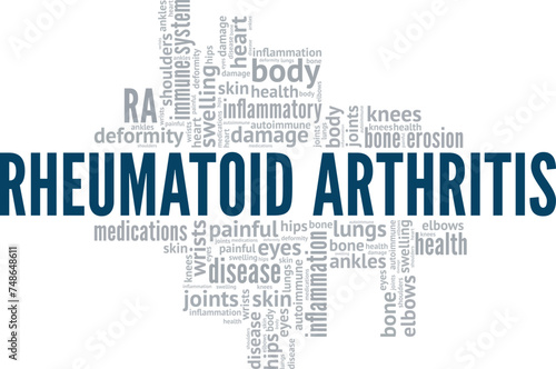 Rheumatoid Arthritis word cloud conceptual design isolated on white background.