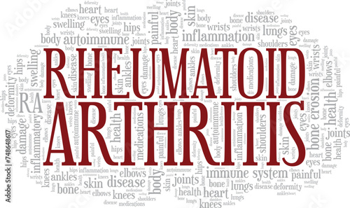 Rheumatoid Arthritis word cloud conceptual design isolated on white background.