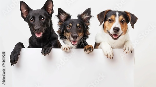_happy_2_cats_and_2_dogs_holding_blank_white_black_playcard