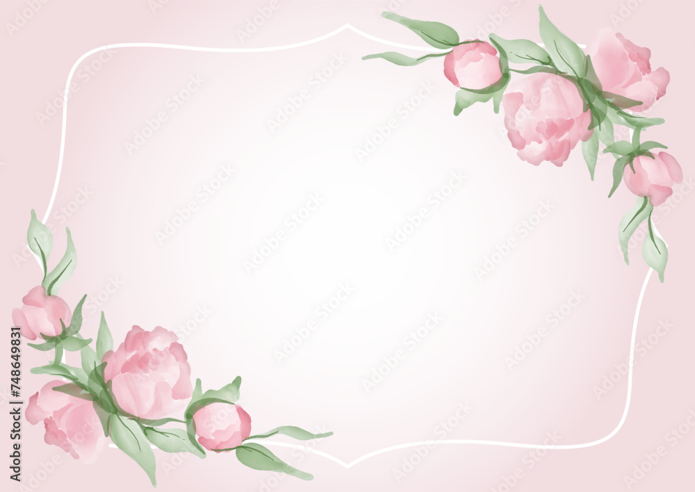Elegant background with a hand painted floral frame