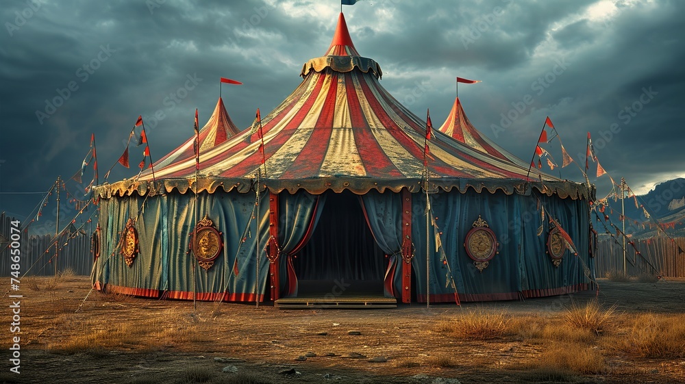 artificial intelligence image of a circus tent, a cozy place with exciting lights and colors artificial intelligence image of a circus tent, a cozy place with exciting lights and colors