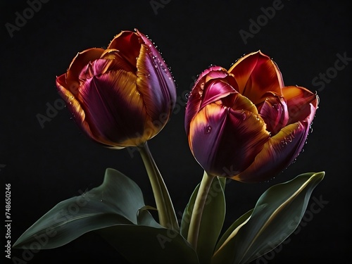 Amazing tulips isolated in studio background. photo