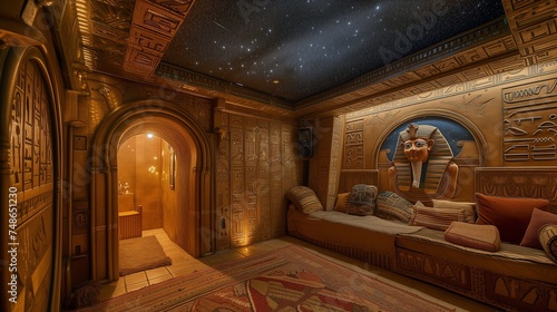 interior of an Egyptian-themed craftsman masterpiece